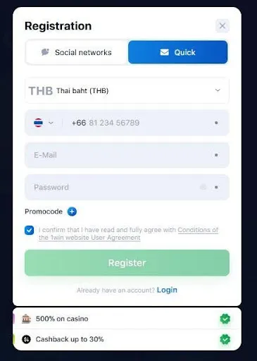 1win casino registration Thailand